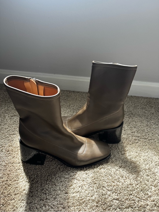 Sam Edelman Shoes - Sam Edelman Taupe Mid-Calf Block Heel Zip Boots